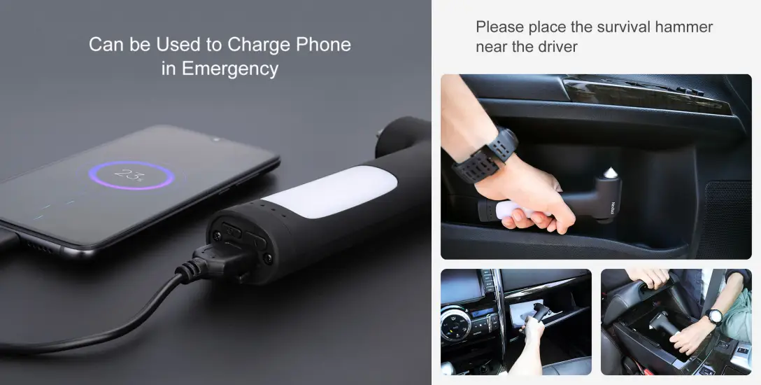 Nextool 4 in1 Multi Safety Hammer Flashlight Power Bank