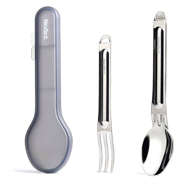 NexTool Outdoor Pure Titanium Spork and Spoon Reusable Camping Utensil Set with Case NexTool Outdoor Pure Titanium Spork and Spoon Reusable Camping Utensil Set with Case