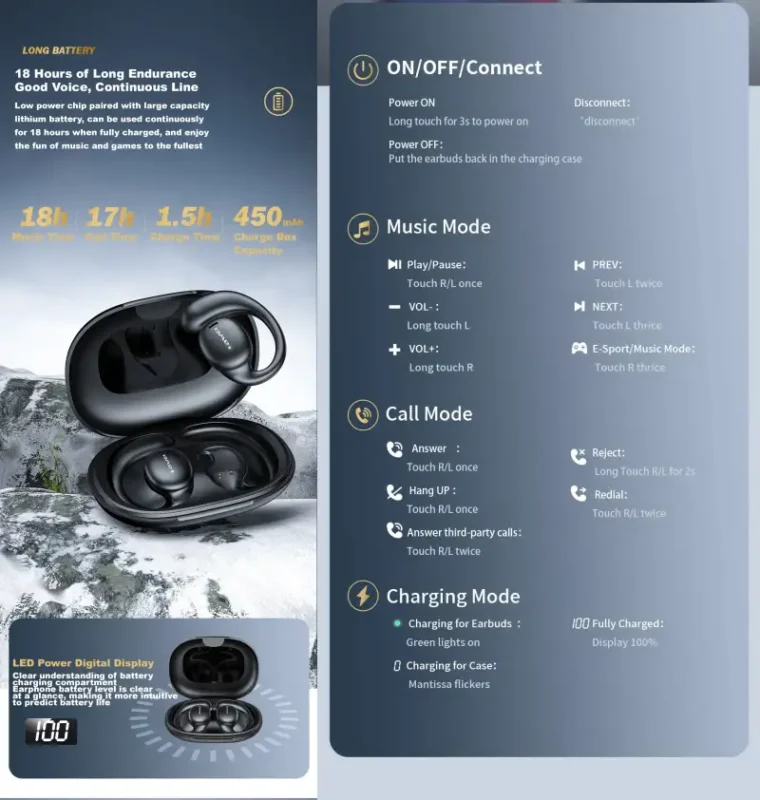 Awei T80 Air Conduction Wireless Sport Earphones
