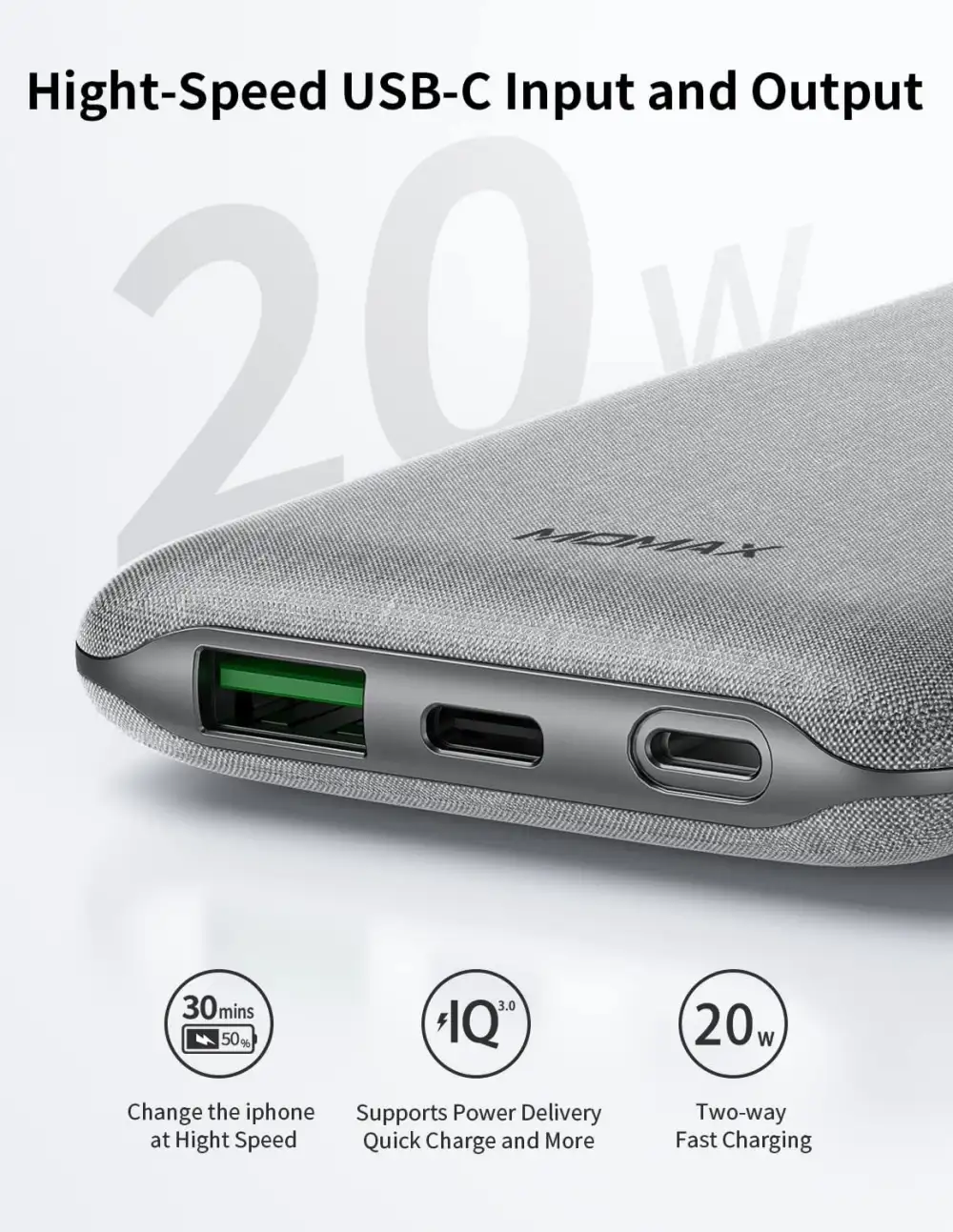 Momax Q.POWER TOUCH 10000mAh WIRELESS BATTERY PACK (IP91MFI)