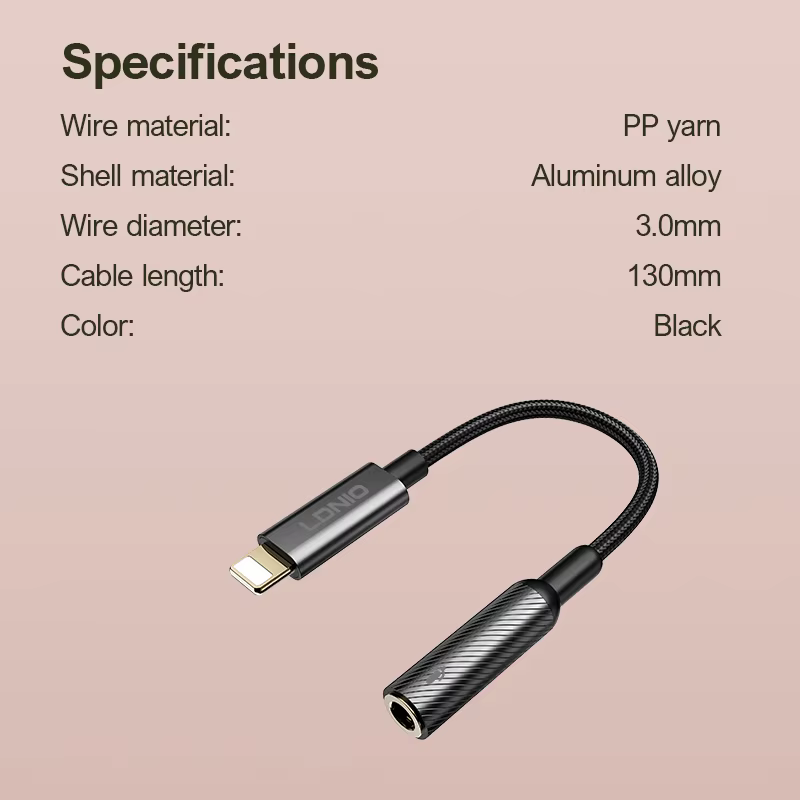 LDNIO LS-T90i LIGHTNING TO 3.5MM FEMALE ADAPTER