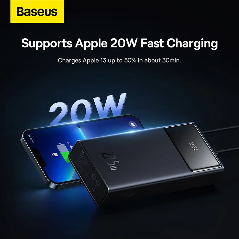 Baseus Power Bank 20000mAh 22.5W Star-Lord Digital Display Fast Charge with USB to Type-C 3A 0.3m Black Cable