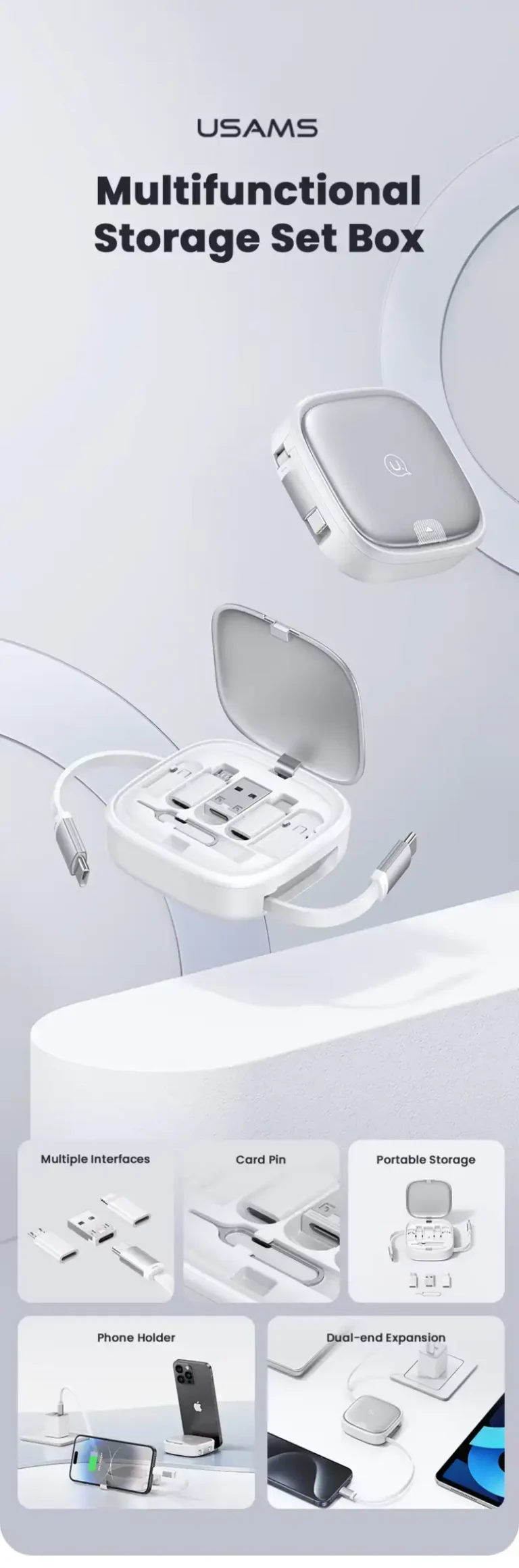 USAMS US-SJ650 U87 Multifunctional Storage Set Box with 60W Fast Charging Cable