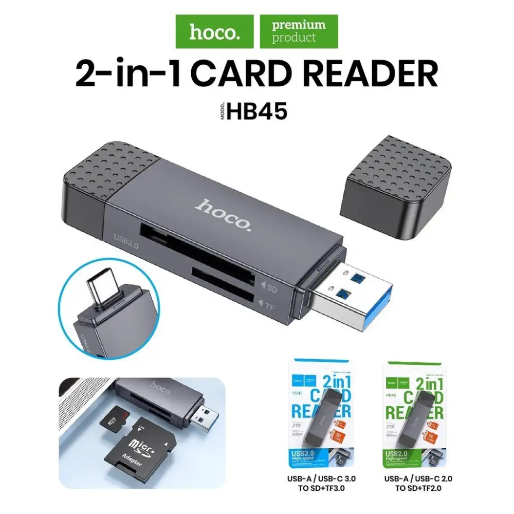 Hoco HB45 Spirit 2-in-1 USB & Type-C 2.0 Card Reader