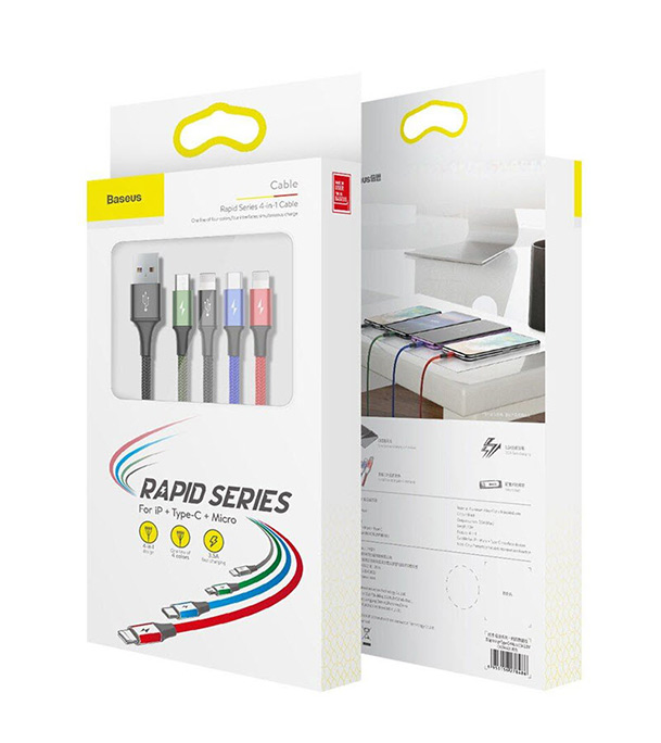 Baseus 4 in 1 Rapid Series Cable 2x Lightning, Type-C & Micro USB