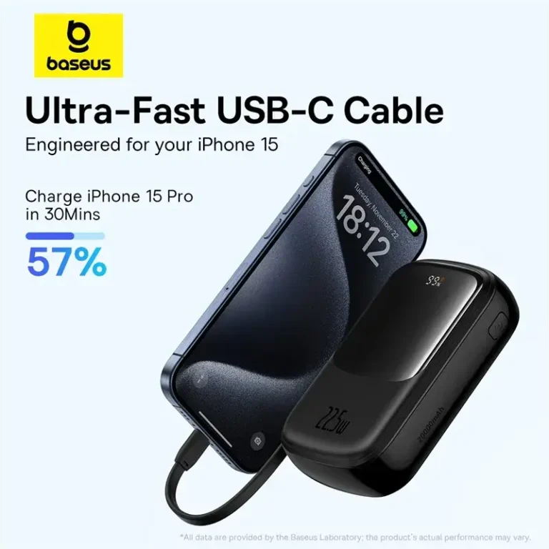 Baseus QPOW Pro Plus Power Bank 20000mAh 22.5W With Built-in Type-c Cable