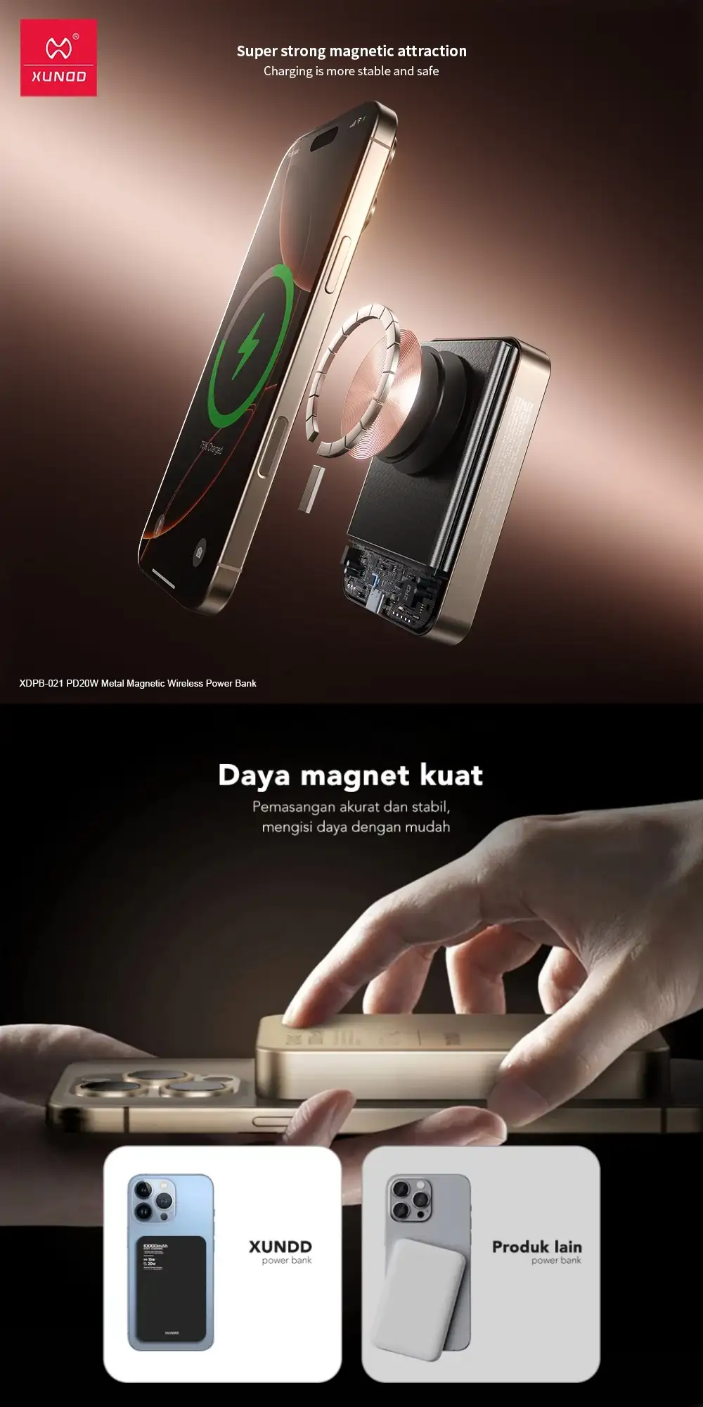 Xundd XDPB-021 10000mAh Magnetic Wireless Power Bank