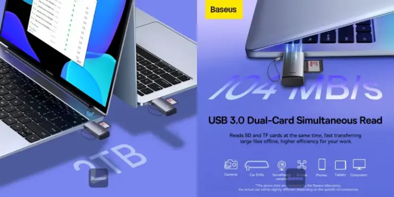 Baseus Card Reader Dual Output USB-A & Type-C to SD TF Card Reader WKQX060113 Grey