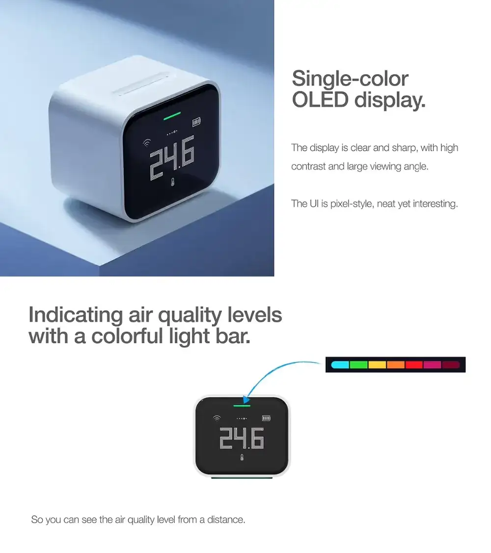 Qingping Air Detector Lite Retina Touch IPS Screen Touch Operation Pm2.5 Mi Home APP Control
