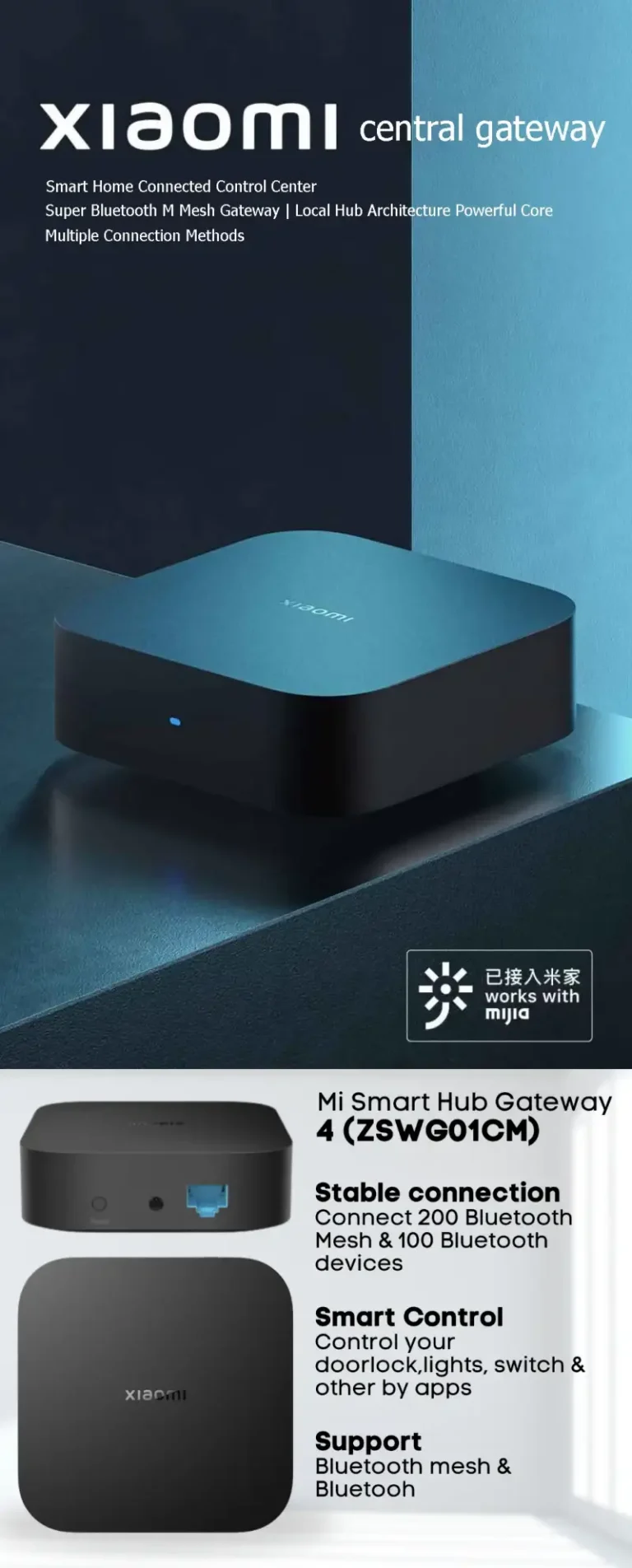 Xiaomi Smart Gateway 4 Central Hub Bluetooth MESH Gateway 5GHz 10/100Mbps Ethernet Port Hub