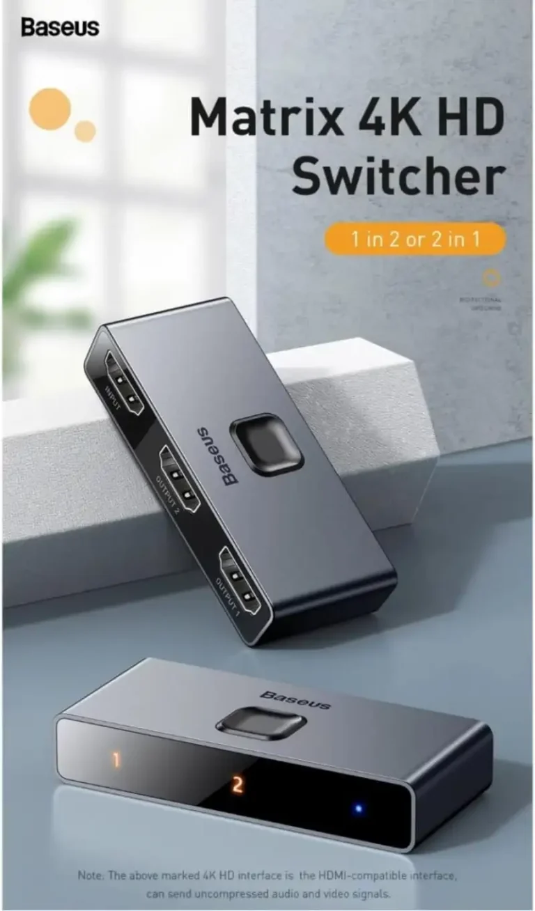 Baseus Matrix HDMI Splitter 4K HDMI Switch Adapter HDMI Switcher 2 in 1 out