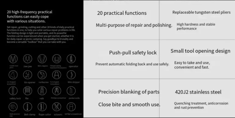 Huohou K20 20-in-1 Multi Tool Pocket Folding Knife Pliers Scissors Multi-functional Hand Tool