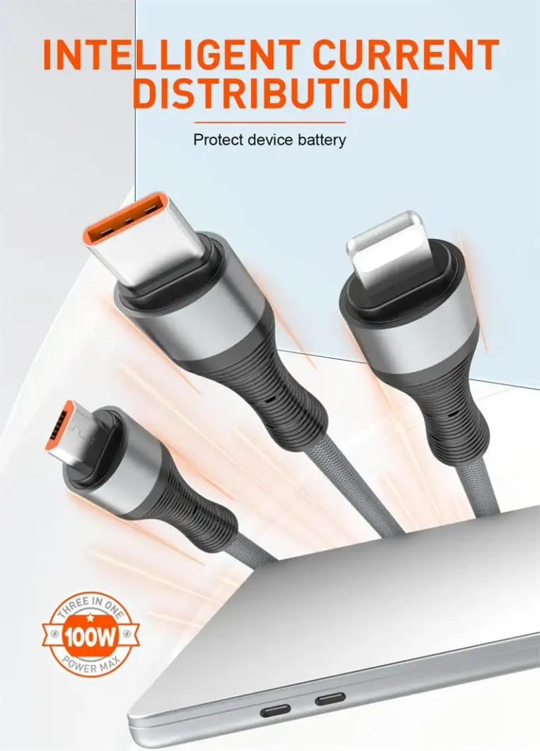 LDNIO LC-94c 100W 3in1 Type-C to iP/Type-C/Micro USB Fast Charging Cable 1.2M