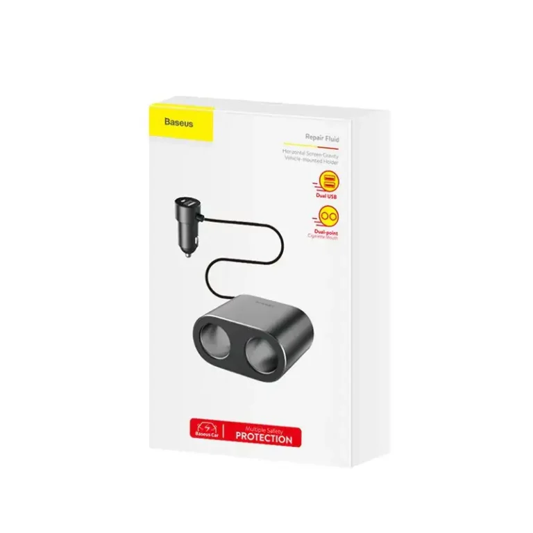 Baseus Car Charger Splitter 2x USB 3.1A 17W + 2x Cigarette Lighter Socket 80W black (CRDYQ-01)