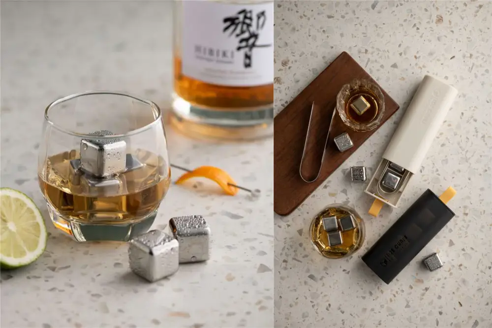 Pinmoo Stainless Steel Ice Cube Box Reusable Ice Cube Multipurpose – AA302