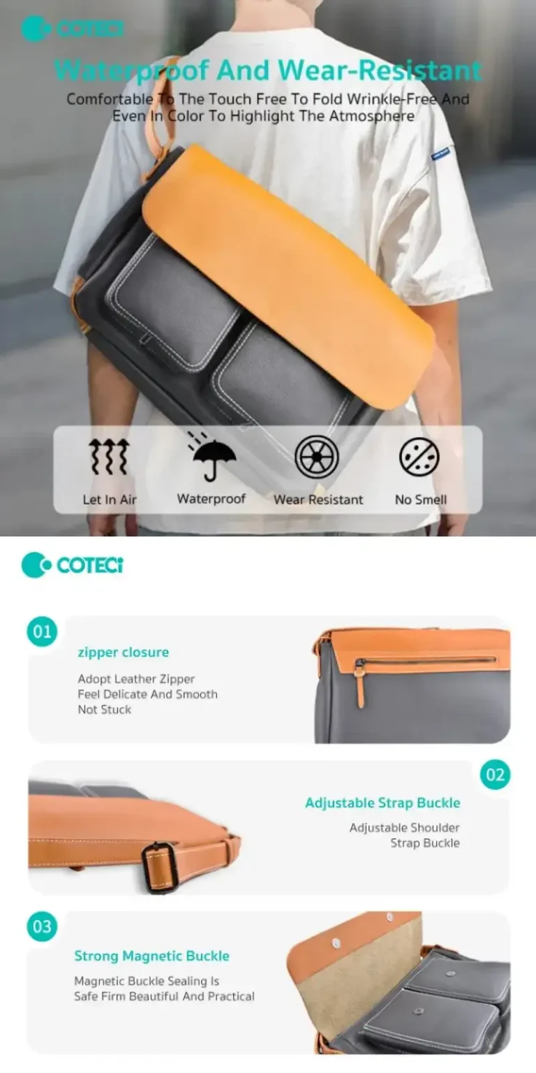 COTECi 14048 Large Capacity Fashionable PU Leather Shoulder Bag