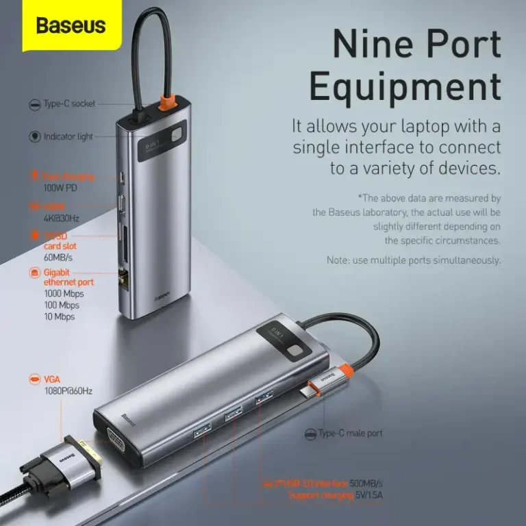 Baseus Metal Gleam Series 9-in-1 Multifunctional Type-C HUB