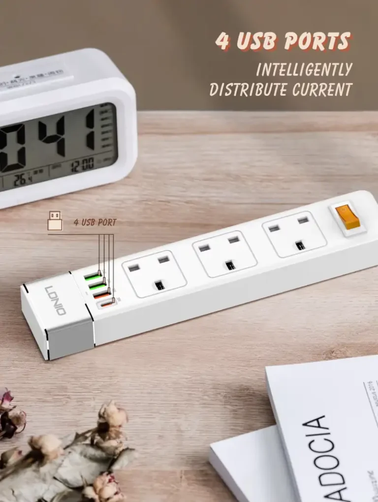 LDNIO SK3467 3 Power Socket 3 USB 1 Type-C Port Extension Adapter UK Plug