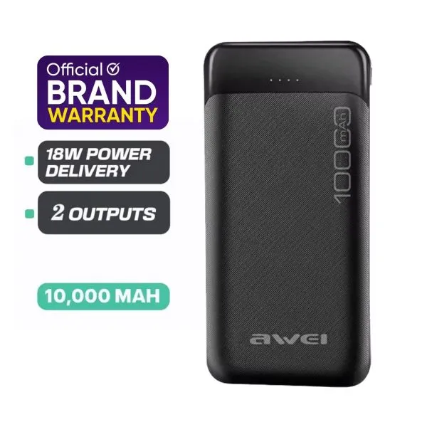 Awei P37K 10000mAh Fast Charging Portable Power Bank Awei P37K 10000mAh Fast Charging Portable Power Bank