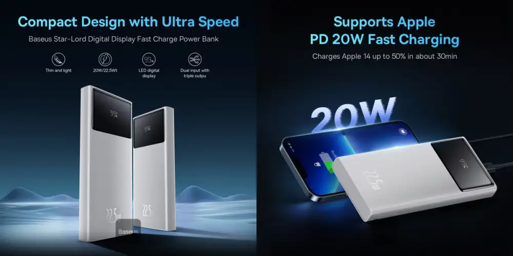 Baseus 10000mAh 22.5W Star-Lord Digital Display Fast Charge Power Bank