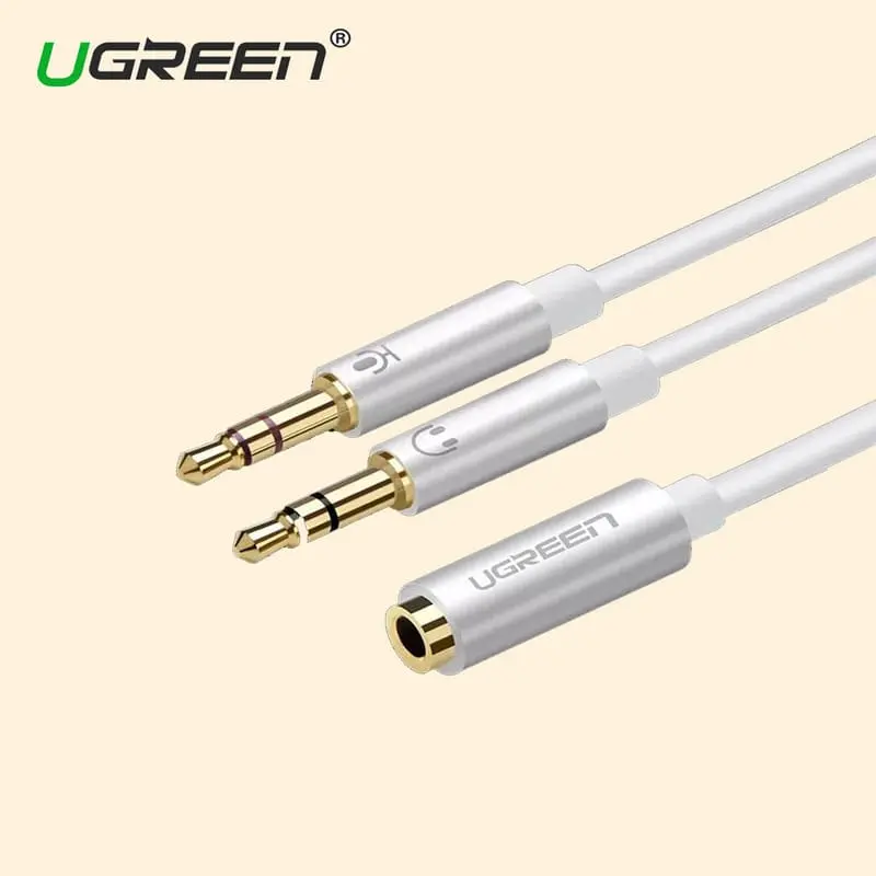 UGREEN AV140 10790 3.5mm Female To 2 Male Audio Cable Aluminum Case White