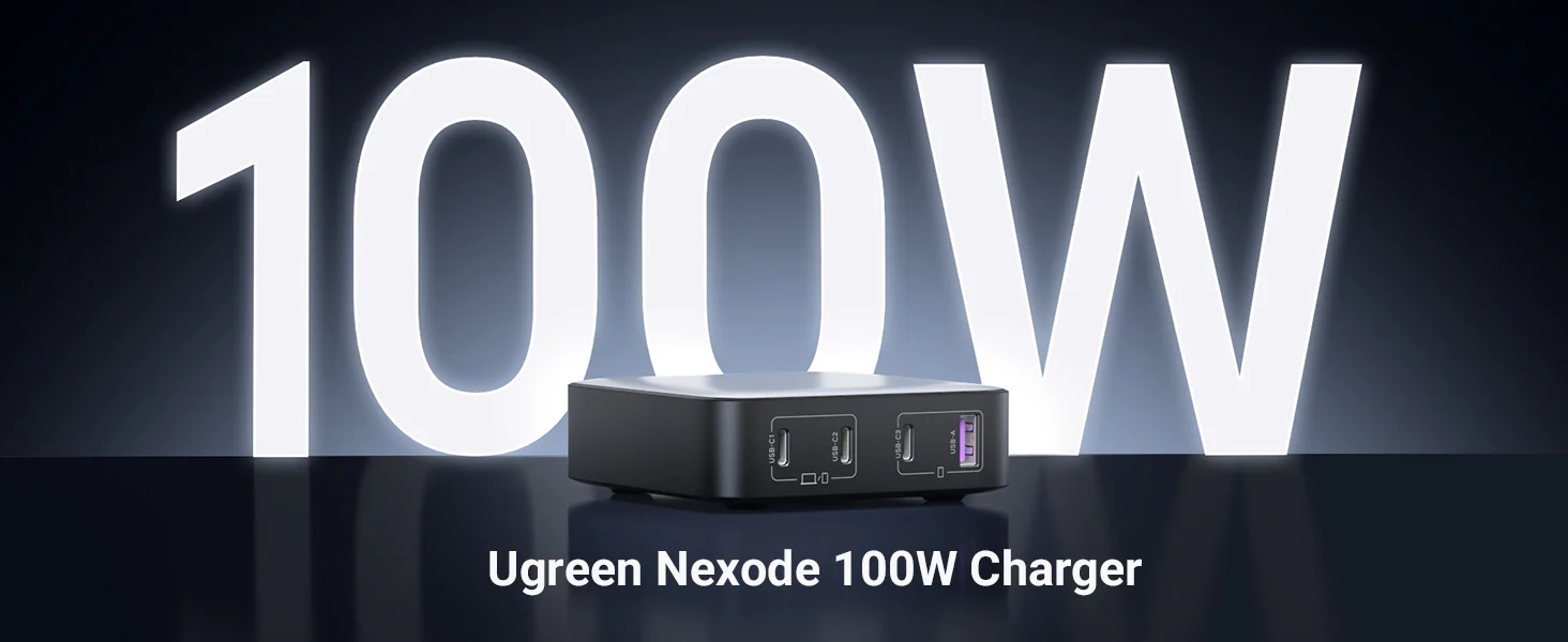 Ugreen CD328 100W GaN Charger 3x USB-C, 1x USB-A Super Fast Charging Adapter 15151