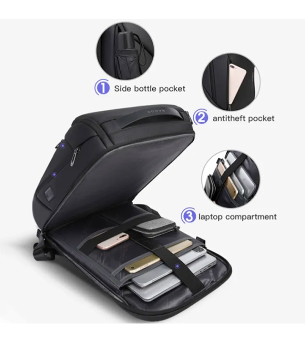 BANGE BG 2517 Premium Backpack Anti Theft Water Repellent Fabric Laptop Bag With USB Charging