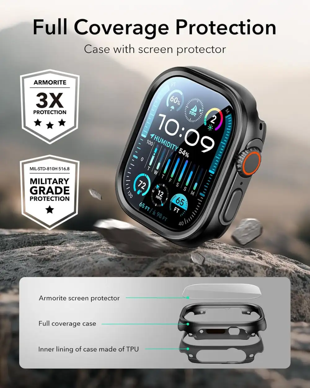 ESR Armorite Apple Watch Ultra (1+2 Pack) Watch Protector