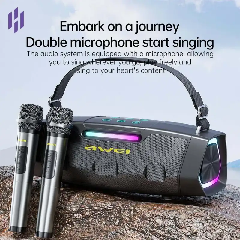 Awei KT28 Portable Karaoke Bluetooth Speaker with Dual Wireless Microphone