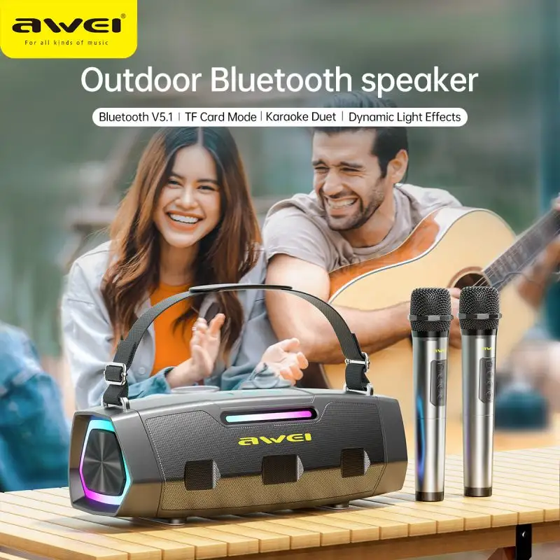 Awei KT28 Portable Karaoke Bluetooth Speaker with Dual Wireless Microphone
