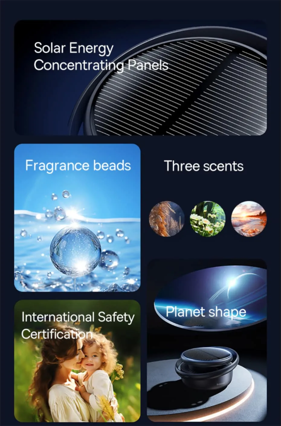 Baseus Car Air Freshener Solar Power Automatic Rotating Diffusion Perfume