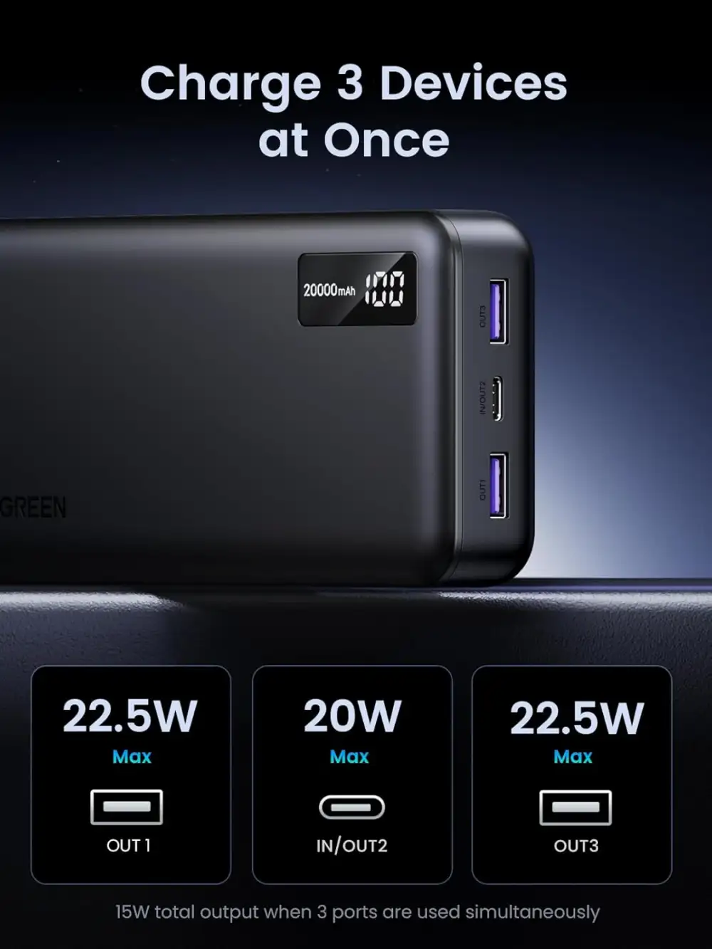UGREEN PB312 (25683) 20000mAh 20W Fast Charging Power Bank
