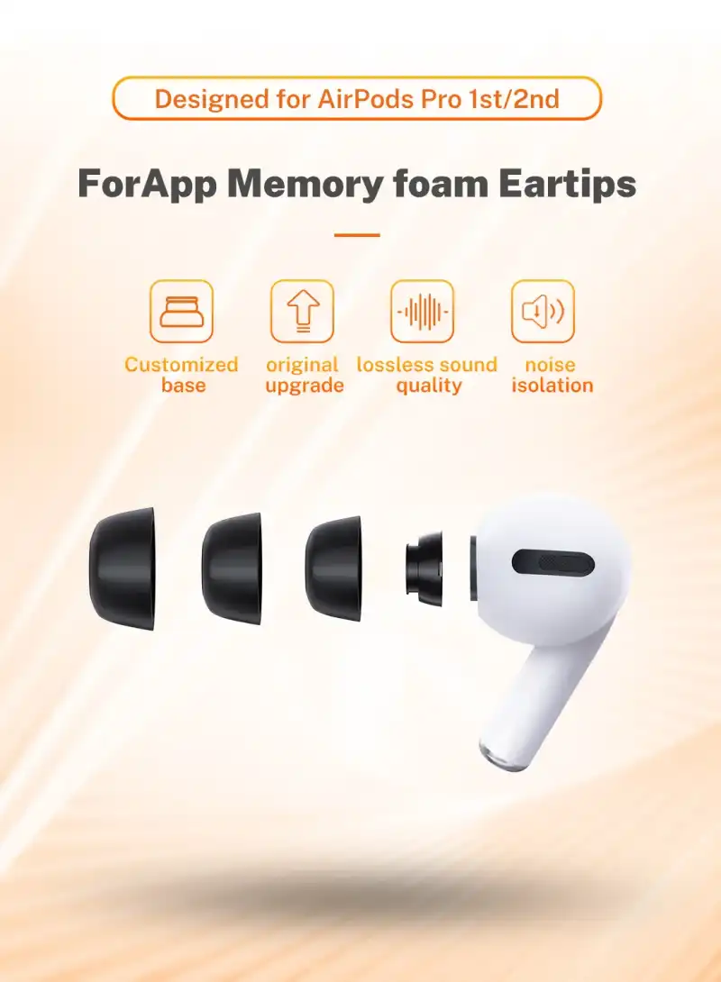 KBEAR ForApp Memory Foam Noise Isolation Eartips For AirPods Pro 1st or 2nd Gen