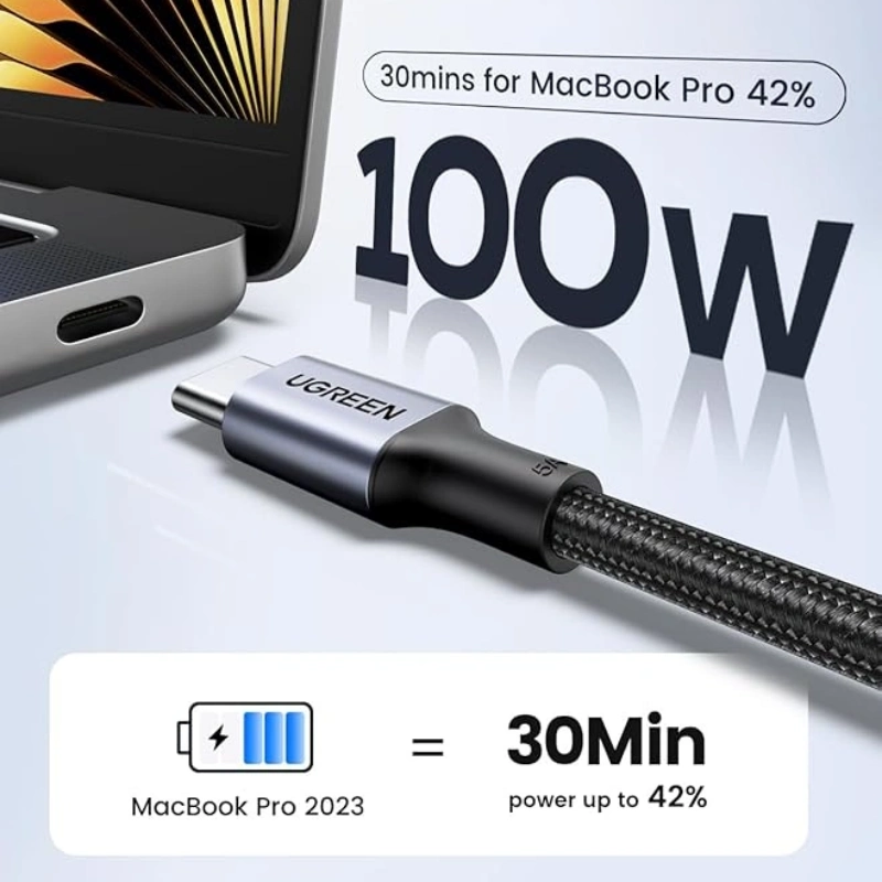 UGREEN L502 100W 1M Type-C to Type-C Braided Fast Charging Cable