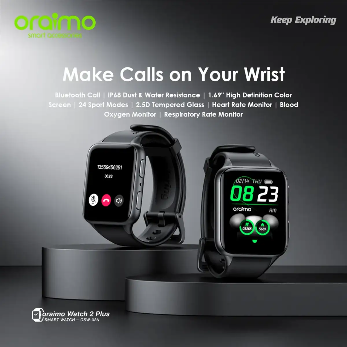 oraimo Watch 2 Pro OSW-32 BT Calling Smart Watch