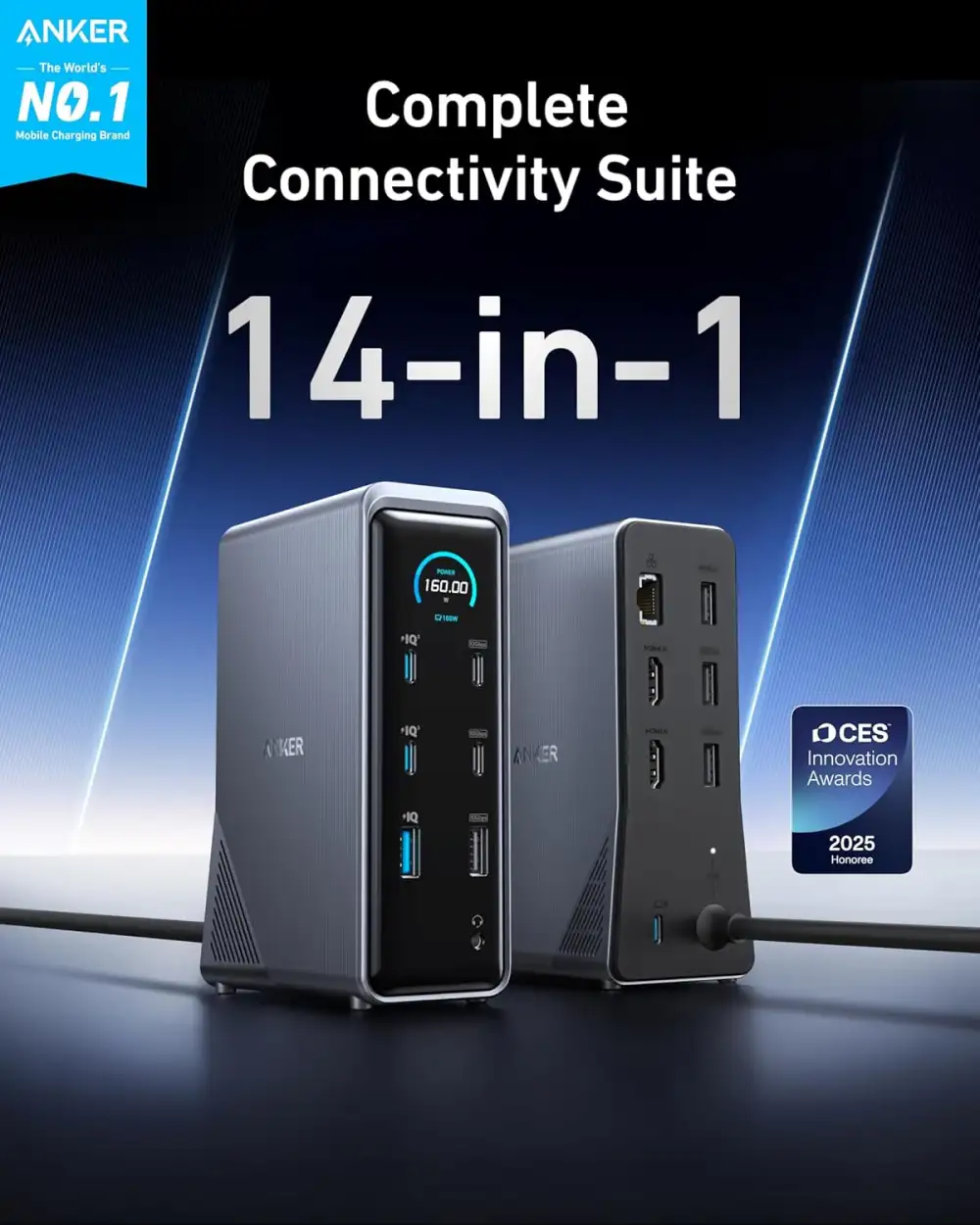 Anker Prime 14-in-1 160W Dual Display Charging Docking Station