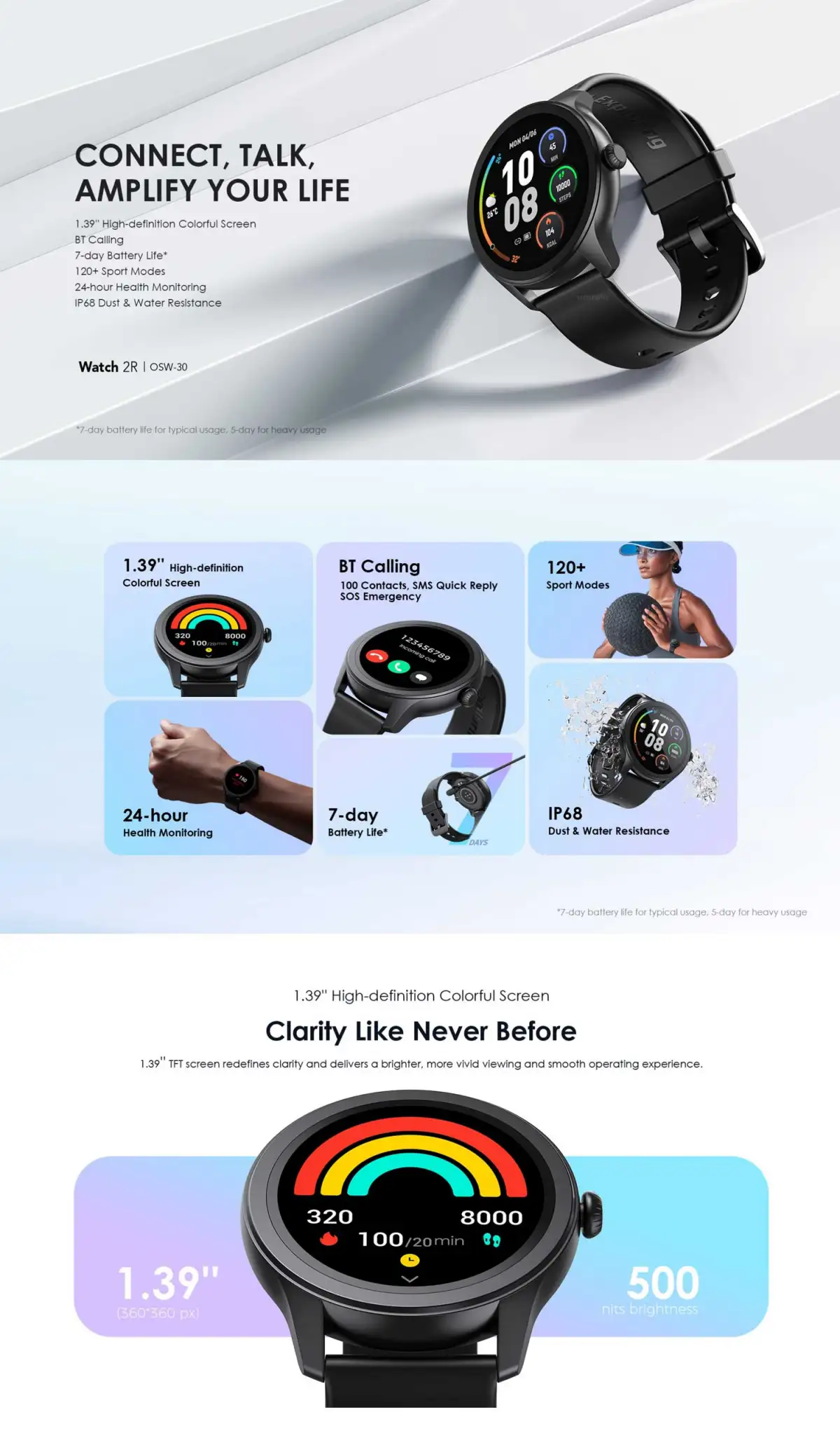 Oraimo Watch 2R Bluetooth Calling Smart Watch (OSW-30)