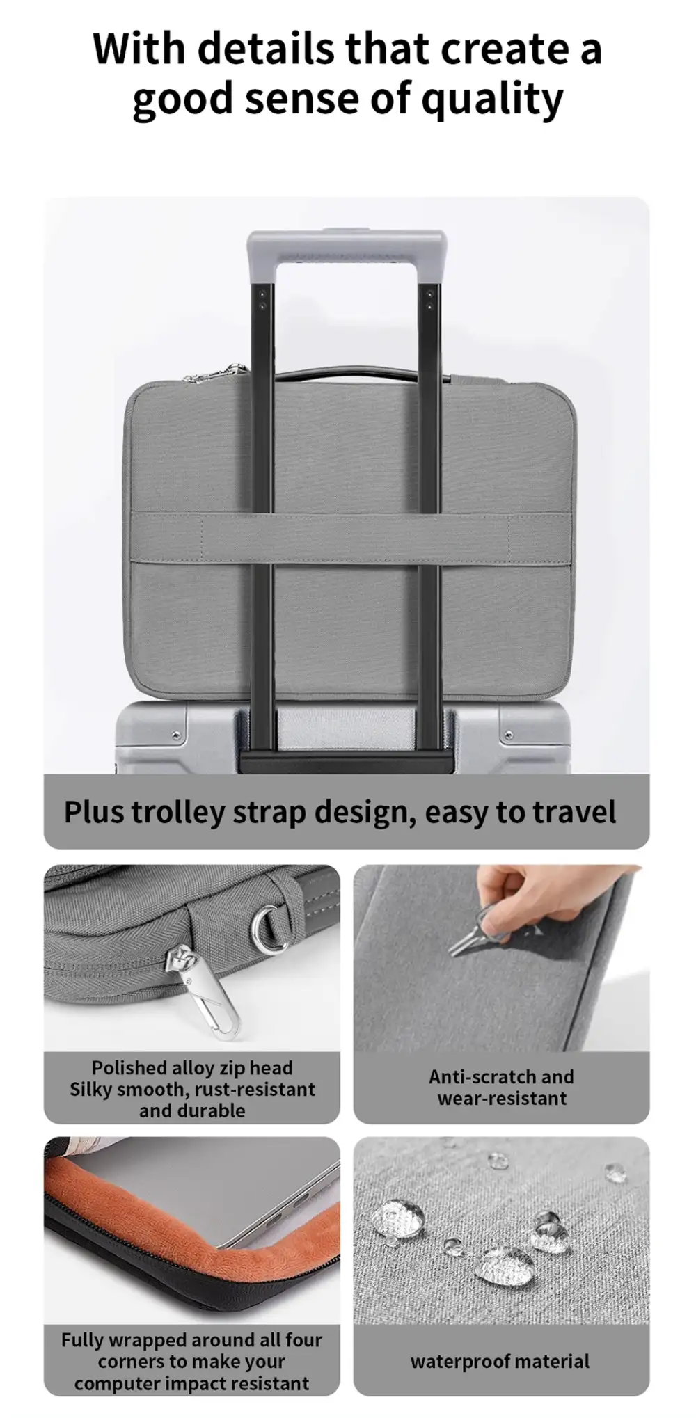 WiWU Cozy Classic Waterproof Polyester Laptop Sleeve Anti-drop Design HandBag