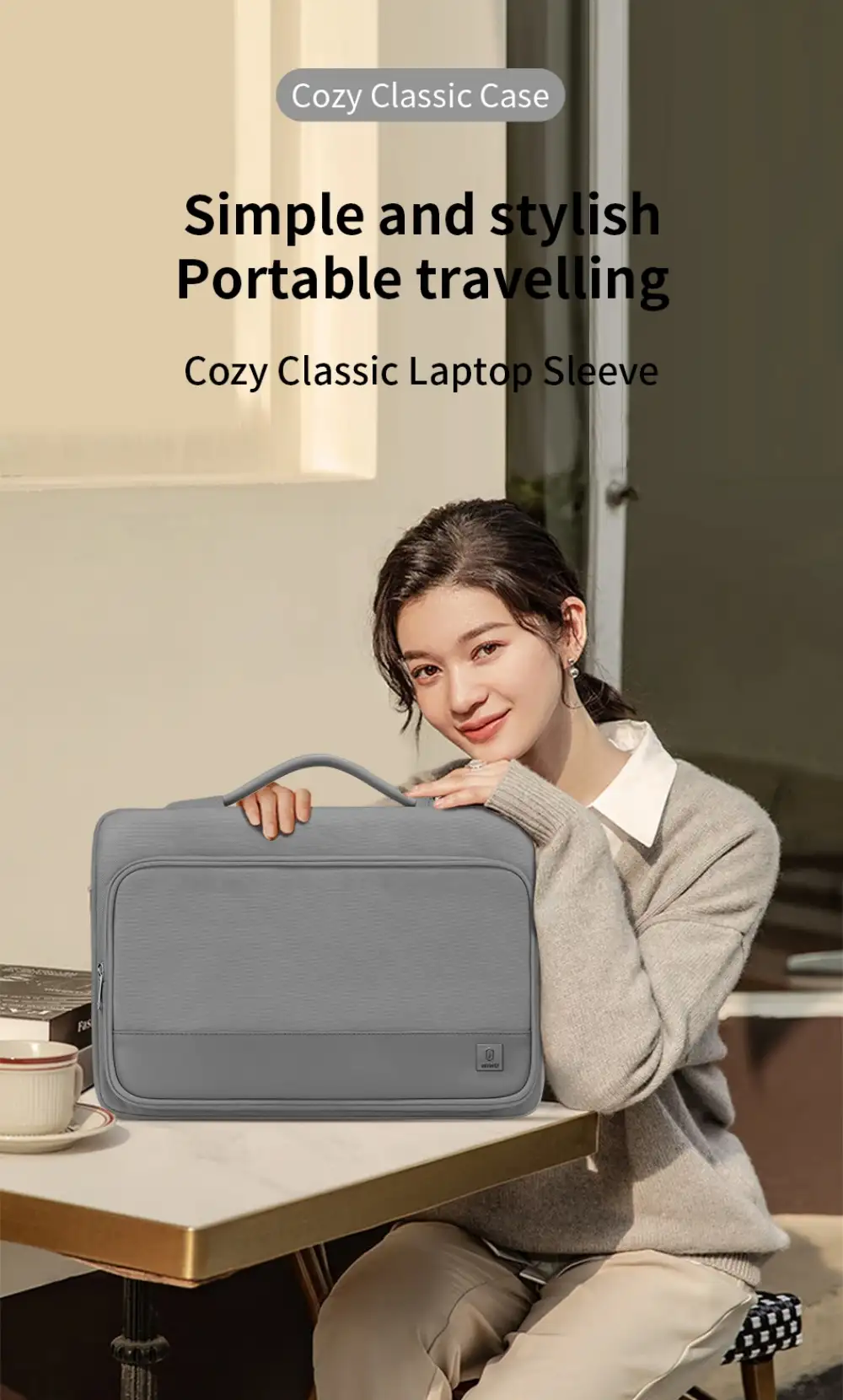 WiWU Cozy Classic Waterproof Polyester Laptop Sleeve Anti-drop Design HandBag