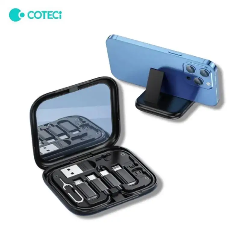 COTEetCi 87702-BK Travel Version 8-in-1 Data Cable Storage Box