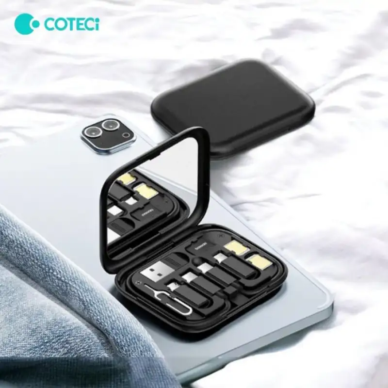 COTEetCi 87702-BK Travel Version 8-in-1 Data Cable Storage Box