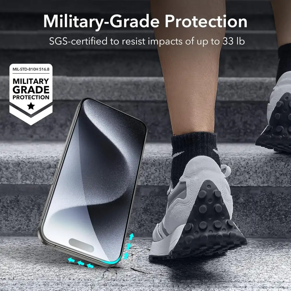 ESR iPhone 15 Pro Tempered-Glass Privacy Screen Protector Set-Black