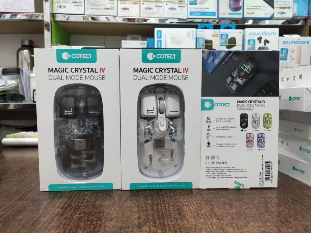 COTECi OF-026-WH Magic Crystal IV Wireless & Bluetooth Dual-Mode Mouse