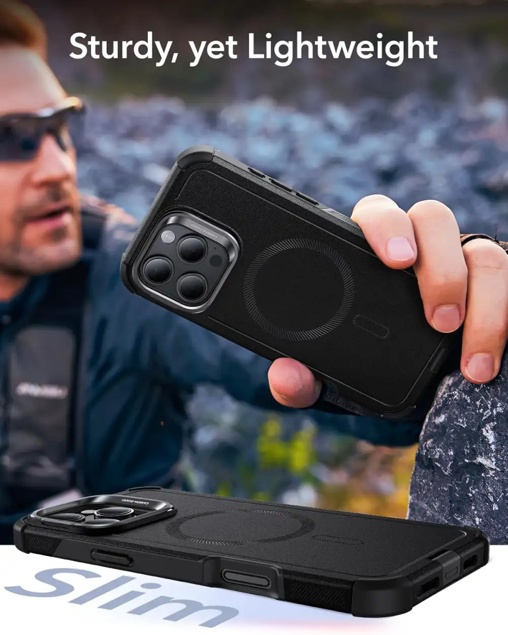 ESR Cyber Tough Case with Stash Stand for iPhone 16 Pro / 16 Pro Max (HaloLock)