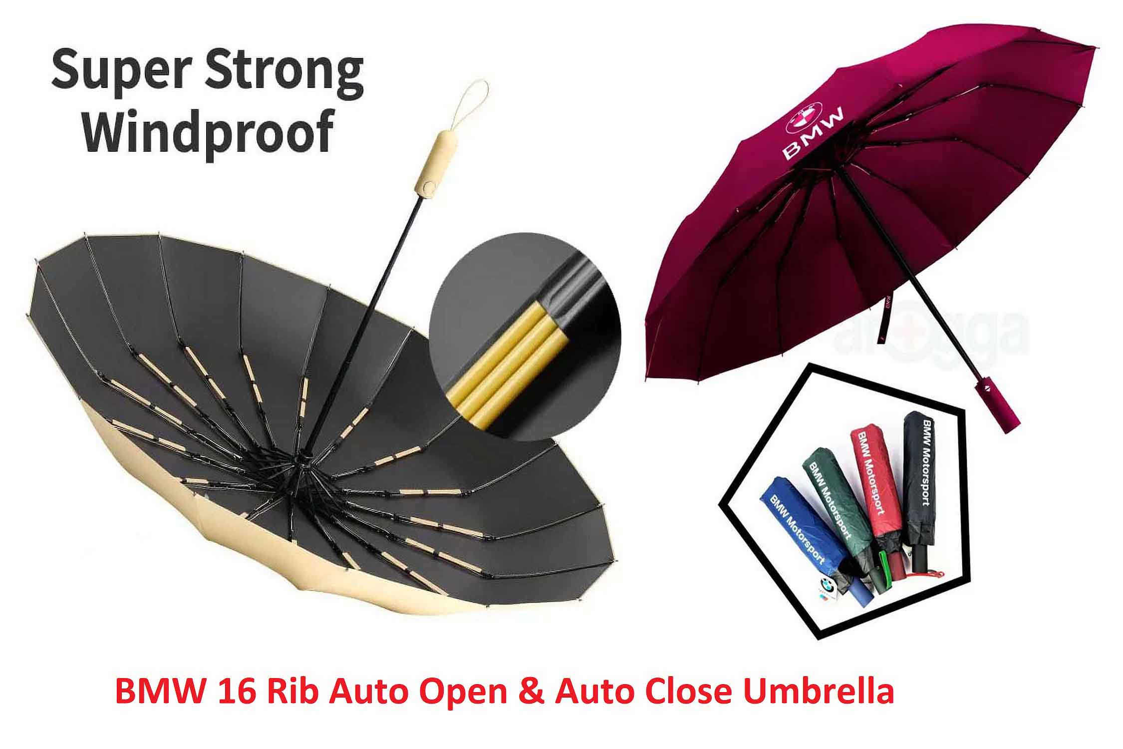 BMW 16 Ribs Automatic Open and Close Folding Umbrella