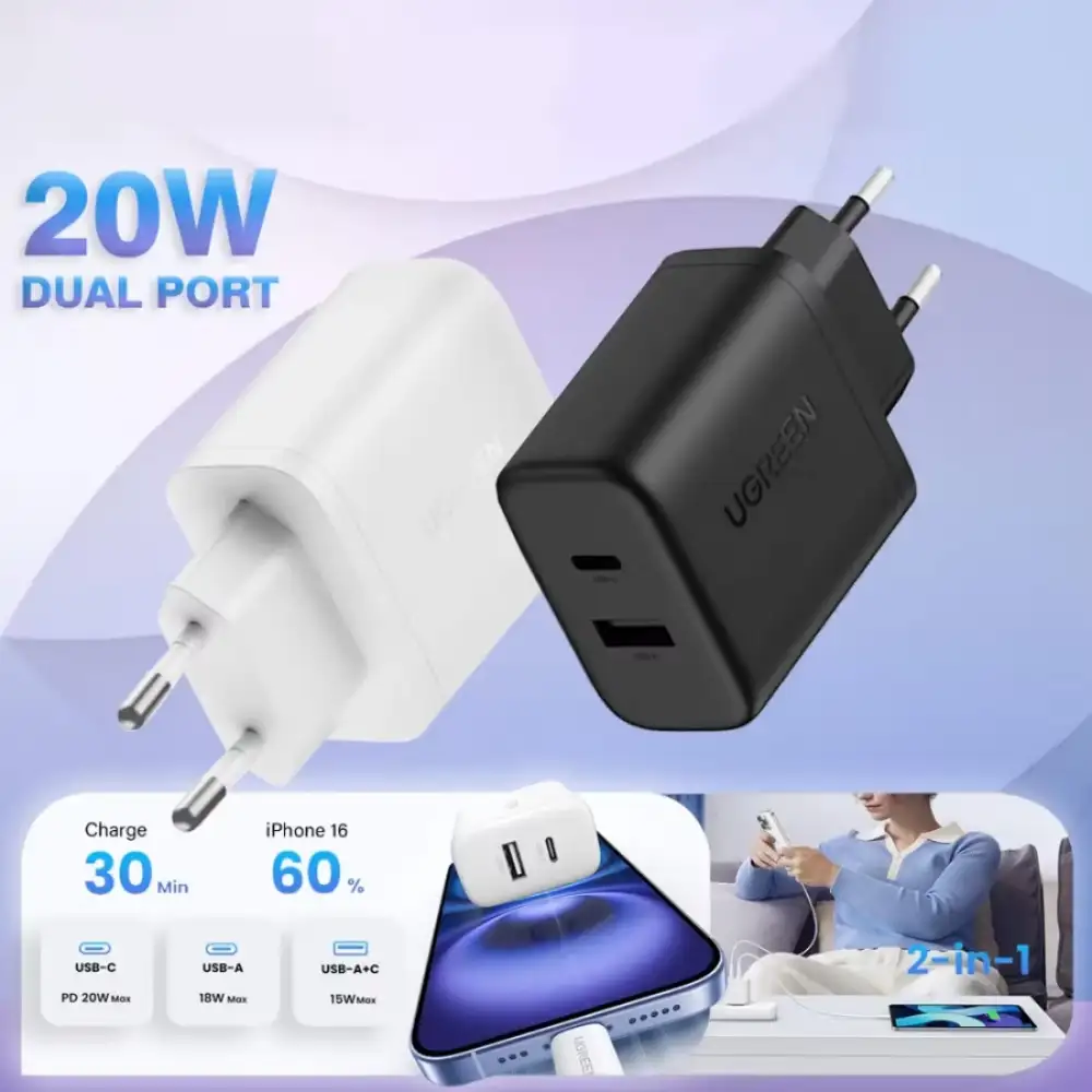 UGREEN X227 (45303) 20W 2-Port Fast Charger – US