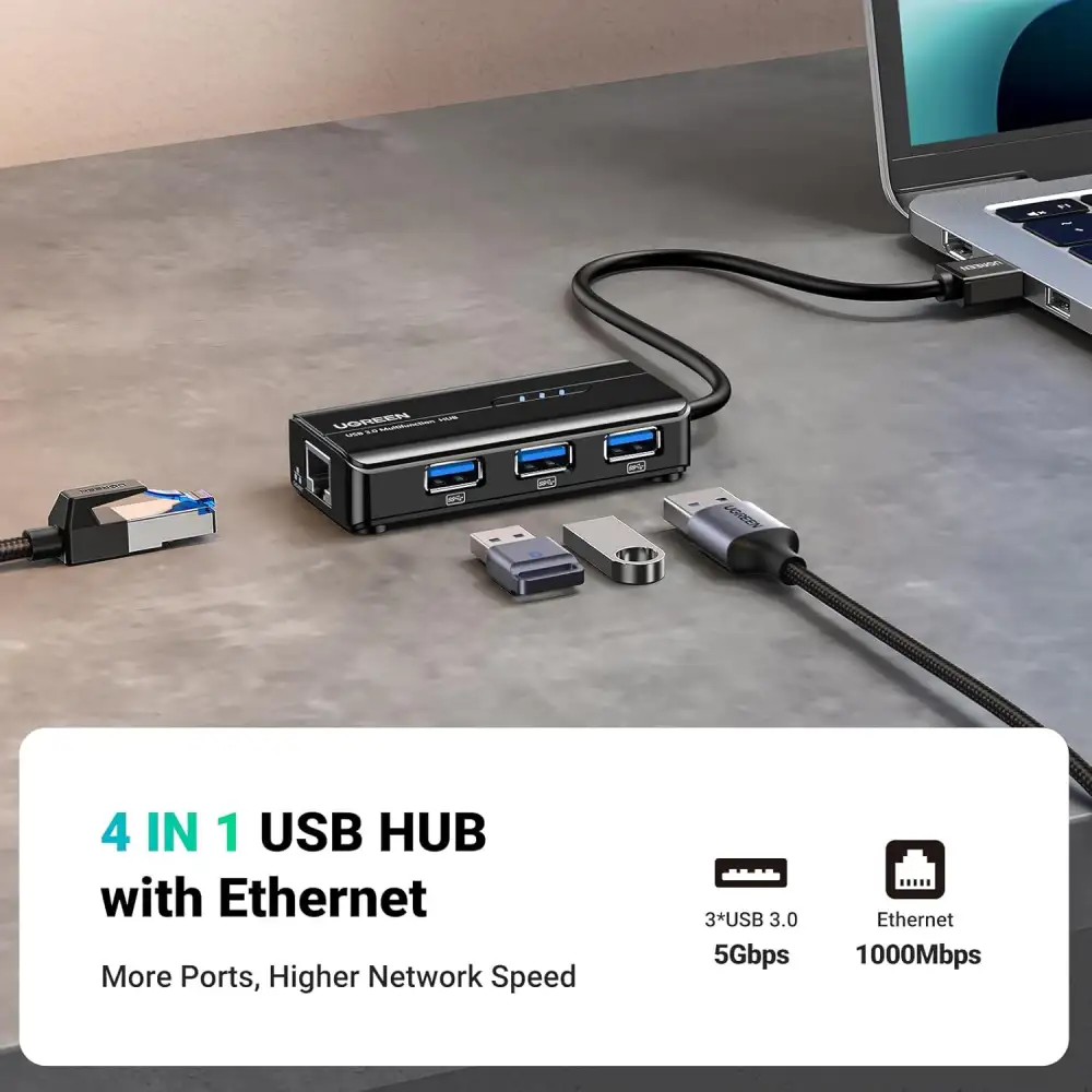 UGREEN 20265 USB 3.0 Hub with Gigabit Ethernet Adapter