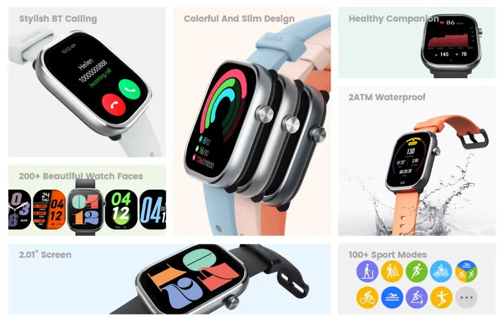 Mibro C4 BT Calling Smartwatch with 2 ATM