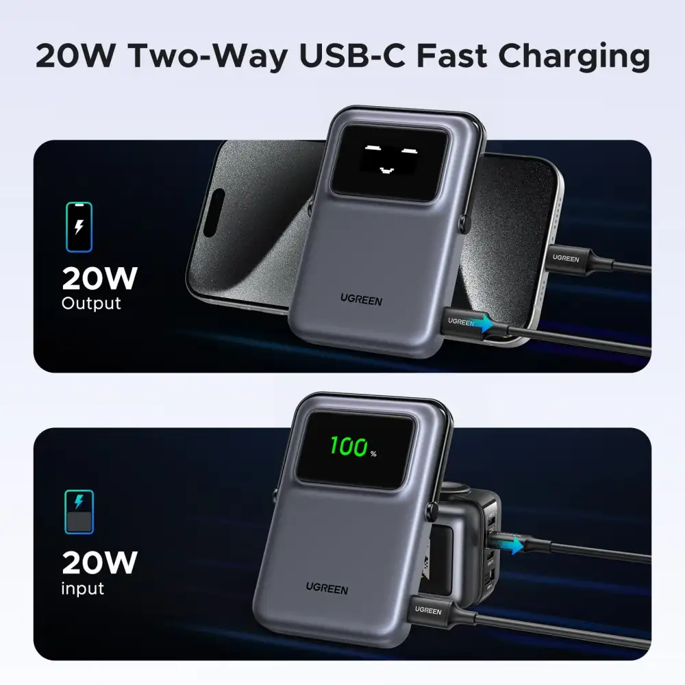 UGREEN PB572 (45327) 20W 10000mAh UNO Magnetic Wireless Power Bank