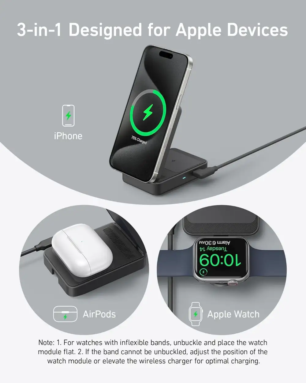 Anker MagGo Foldable 3-in-1 Wireless Charging Station (A2557)